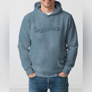 🦋 NWT | SPONGE BOB Blue Mineral Washed graphic Hoodie Size 3XL Brand New /Unisex